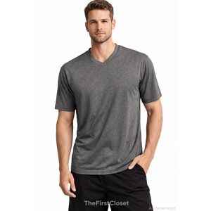 32 Degrees Cool Mens Gray V Neck T Shirt Size L G Short Sleeve Performance Tee